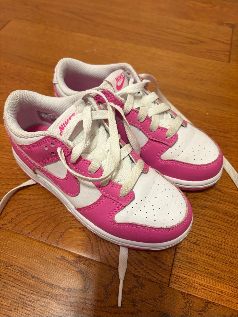 Nike Kids Pink and White Low-Top Sneakers
